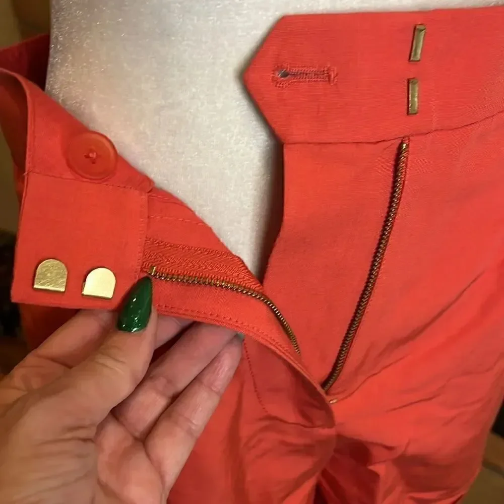 Tory Burch Coral Cotton/Silk Mini Pleated Shorts, 6!